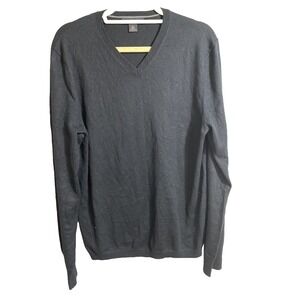 BANANA‎ REPUBLIC Men's Black Silk Cashmere V-Neck Smooth Sweater Size Medium